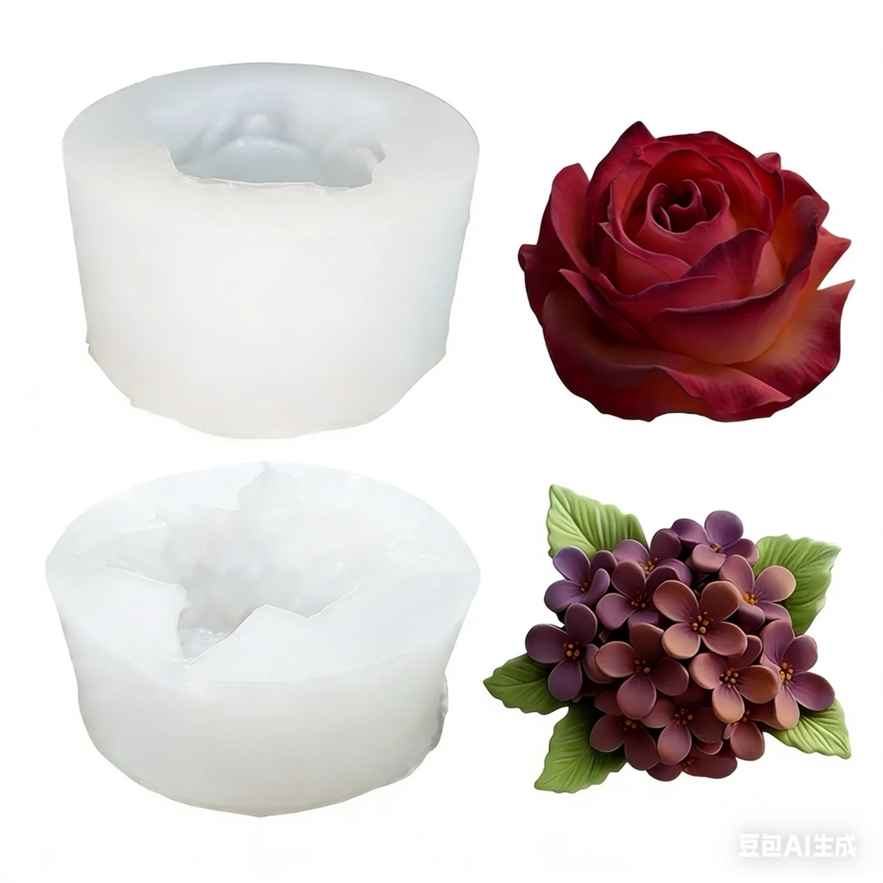 Resin Art Rose - Juego de 2 moldes de silicona