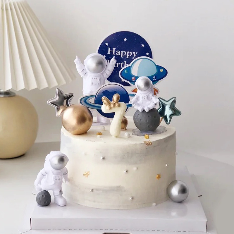 Resin Art Alphabet - Adorno para tarta de astronauta para